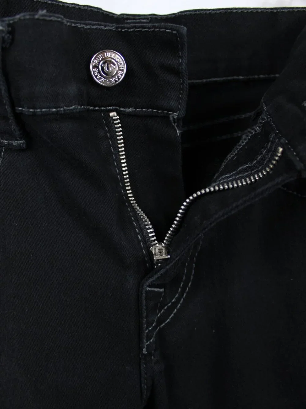 TRUE RELIGION MEN'S BLACK PANTS RICKY RELAXED STRAIGHT SIZE 34 GRUNGE AS-IS